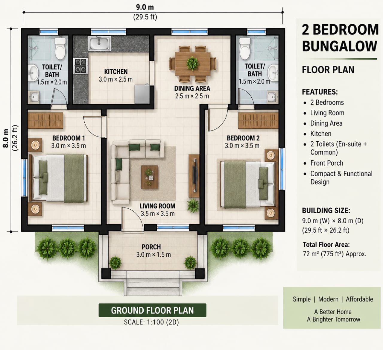 The 2-Bedroom Bungalow with BQ — additional view